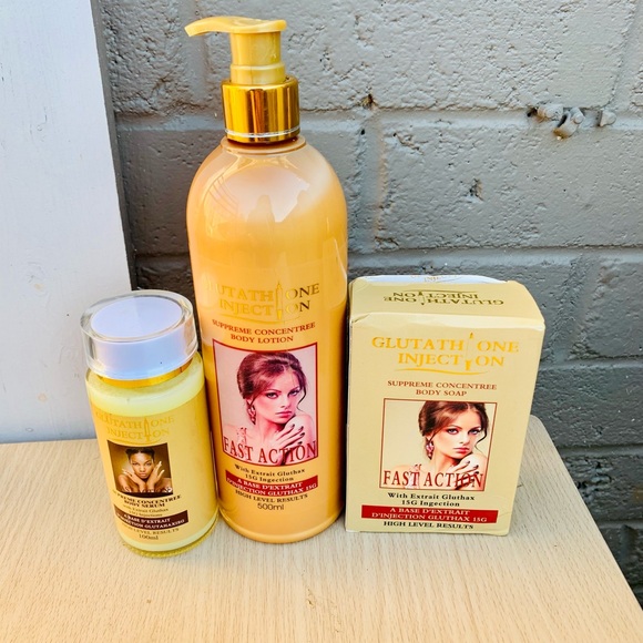 3 pcs Glutathione injection Supreme Concentree Body Lotion 500ml + Serum +  soap